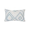 Diamond tufted blue and white cushion cover living room with tassels