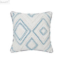 Diamond tufted blue and white cushion cover living room with tassels
