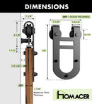 Non-Bypass Sliding Barn Door Hardware Kit - Horseshoe Design Roller