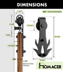 Non-Bypass Sliding Barn Door Hardware Kit - Flame Design Roller