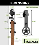 Non-Bypass Sliding Barn Door Hardware Kit - Star Design Roller