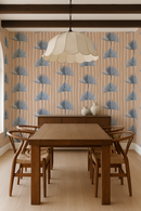 Stripey Palm Wallpaper, peach and blue
