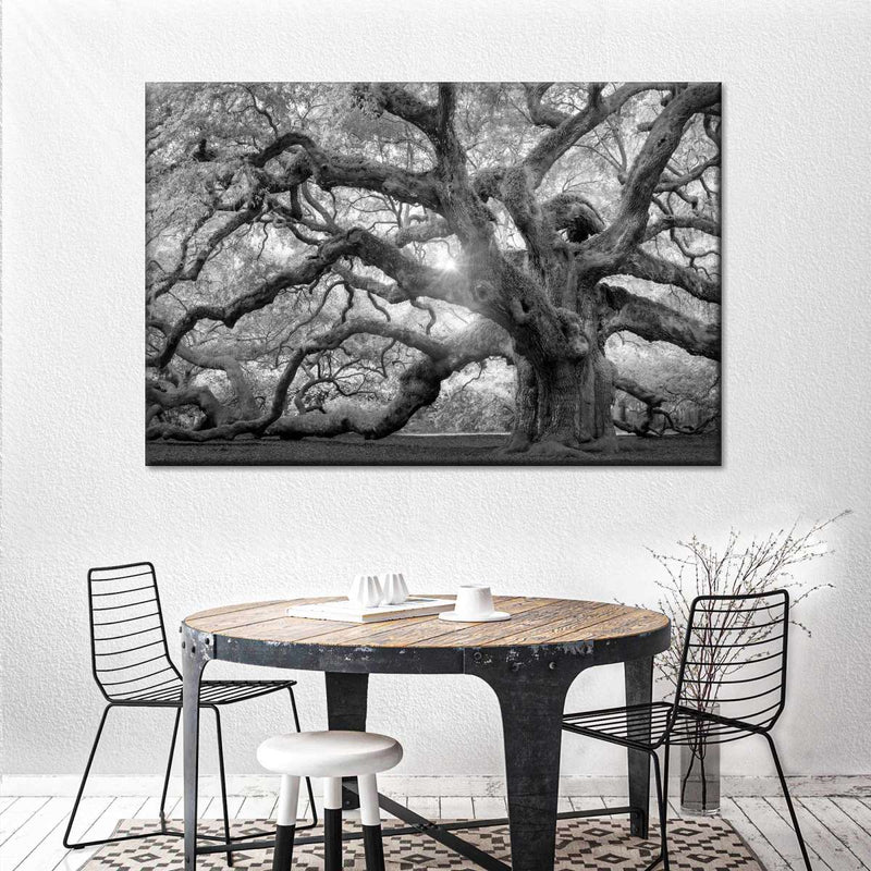 Monochrome Angel Oak Tree Wall Art