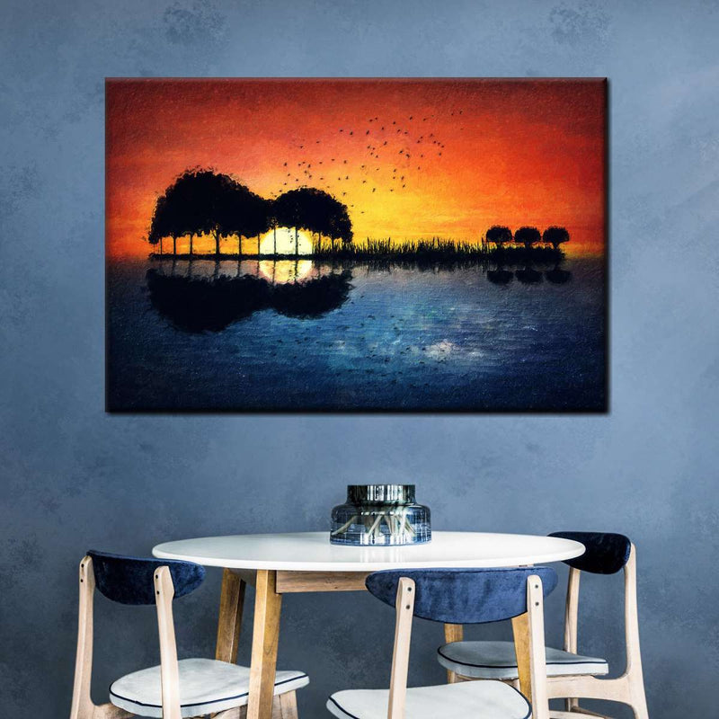 Guitar Sunset Wall Art