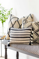 Munden Black White Striped Lumbar Pillow - Clearance