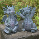 Dino garden sculpture gray dragon window figurine outdoor decor