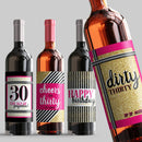 Dirty 30 Birthday Wine Label Set