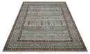 Distress Finish Tree of life Gray, Ivory, Brown and Olive Traditional Floral Hand knotted 8x10 wool Area Rug