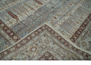 Distress Finish Tree of life Gray, Ivory, Brown and Olive Traditional Floral Hand knotted 8x10 wool Area Rug