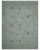 Distressed and Blue Silver Hand Knotted Traditional Wool Area Rug