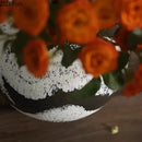 Distressed black & white ink painting ceramic vase living room decor