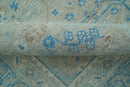 Distressed Design Silver And Beige Hand Knotted 10x14 Wool Area Rug