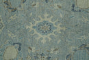 Distressed Hand Knotted Blue And Beige Traditional Design 9x13 Wool Area Rug