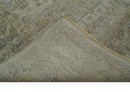 Distressed Silver And Beige Hand Knotted khotan design Custom Made wool area rug