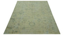 Distressed Traditional Design Blue And Beige Hand Knotted 8x10 Wool Area Rug