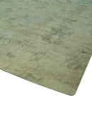Distressed Traditional Design Blue And Beige Hand Knotted 8x10 Wool Area Rug