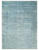 Distressed Vintage 8x11 Blue Modern Oxidized Textured Low Pile Wool Rug