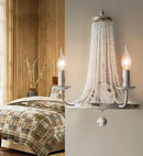 Distressed white crystal tassel wall lamp bedroom candle light