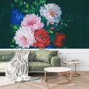Modish Dark Green Wallpaper with Flowers Tasteful