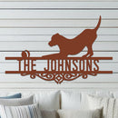 Dog w Ball Family Name Sign