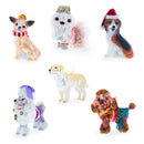 Dog in Fur Hat Holding Tree Glass Christmas Ornament