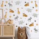 Animated Safari Animals, Jungle Creatures - Fabric Nursery Wall Art Decals