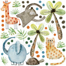 Animated Safari Animals, Jungle Creatures - Fabric Nursery Wall Art Decals