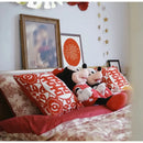 Double happiness embroidered red traditional lumbar pillow bedroom case