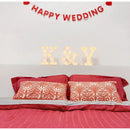 Double happiness embroidered red traditional lumbar pillow bedroom case