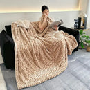Double layer lamb plush throw blanket bedroom soft textured fleece