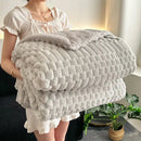 Double layer lamb plush throw blanket bedroom soft textured fleece