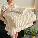 Double layer lamb plush throw blanket bedroom soft textured fleece