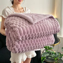 Double layer lamb plush throw blanket bedroom soft textured fleece