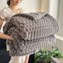 Double layer lamb plush throw blanket bedroom soft textured fleece