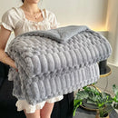 Double layer lamb plush throw blanket bedroom soft textured fleece