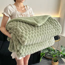 Double layer lamb plush throw blanket bedroom soft textured fleece