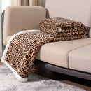 Double layer leopard print coral fleece blanket bedroom bedspread
