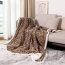Double layer leopard print coral fleece blanket bedroom bedspread