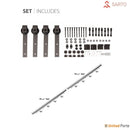 Quadro 4002 Cognac Oak Double Barn Door with Frosted Glass and Black Rail