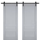 Veregio 7411 Matte Grey Double Barn Door and Black Rail