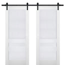 Veregio 7411 Matte White Double Barn Door and Black Rail