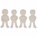 Set of 4 Blank Superhero Ceramic Figurines Male and Female 3 Inches