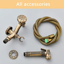 Dragon carved antique brass faucet bathroom wall mount decor