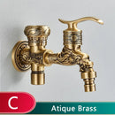 Dragon carved antique brass faucet bathroom wall mount decor