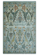 Dragon Custom Made Traditional Design Gray And Ivory Hand Knotted Wool Rug