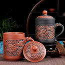 Dragon phoenix thermo coffee mug brown ceramic kitchen travel cup