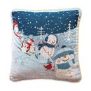 Set of 2 Snowmen Enjoying Winter Sport Parade Christmas Throw Cushion Pillow Covers
