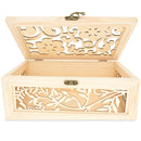 Unfinished Carved Wooden Jewelry or Storage Trinket Gift Box Chest with Clasp DIY Craft 13.4 Inches