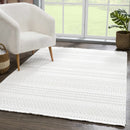 Ivory Cira Textured Trellis Fringe Area Rug - Clearance