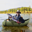 Inflatable Fishing Float Tube with Pump Storage Pockets and Fish Ruler